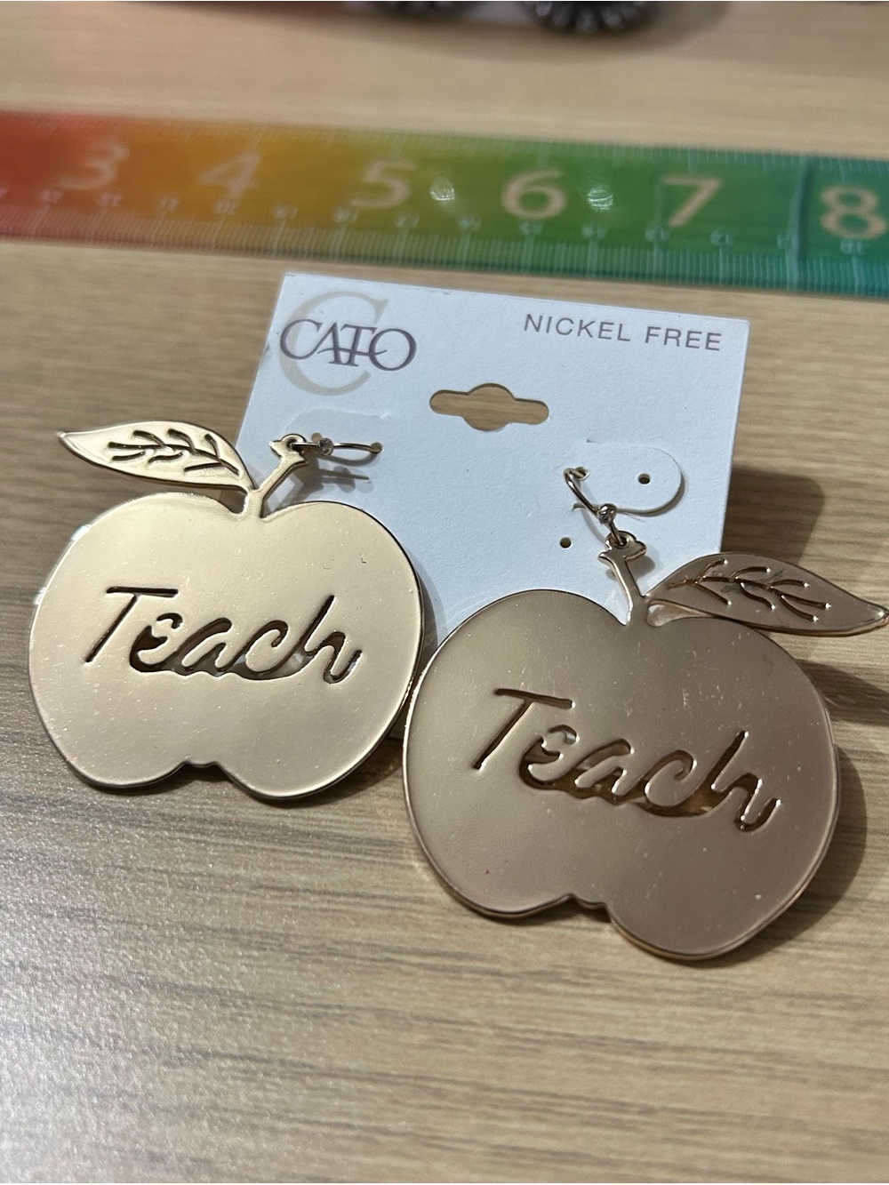 Cato Gold Apple 'Teach' Drop Earrings